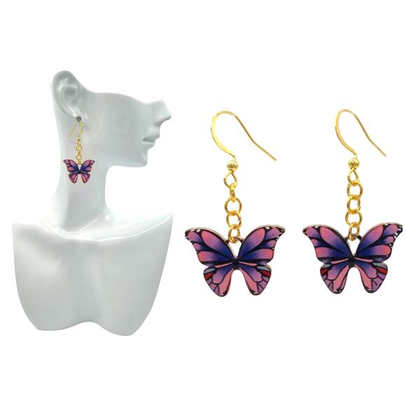 Whimsical Butterfly Dangle Earrings – Spring Summer Jewelry - Picture 3 of 3